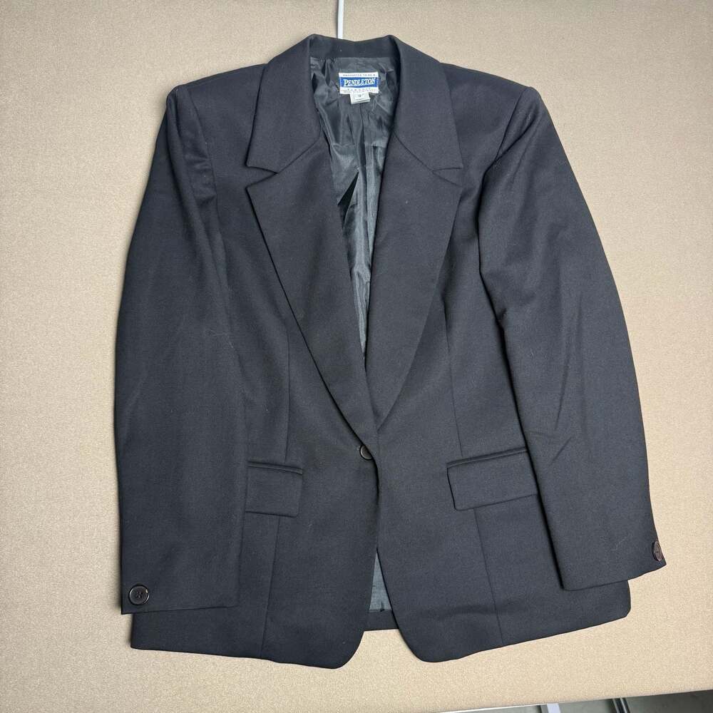 Vintage Pendleton Classic 100% Virgin Wool Black Blazer Jacket